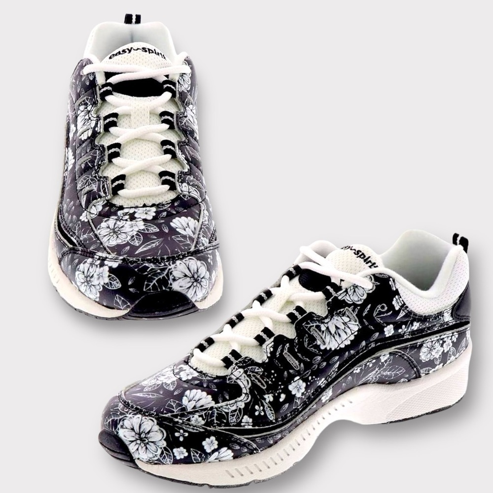 EASY SPIRIT LEATHER Romy Floral Sneaker Women’s Size 11WW Romantic Floral Goth